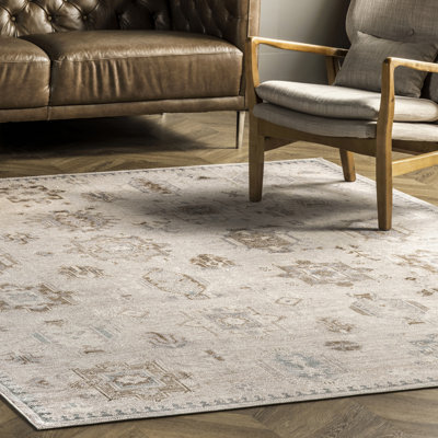 Tapis de couloir lavable à la machine Elverta Medallion