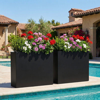Jardinières rectangulaires en métal pour plantes d'extérieur