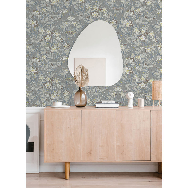 Damask Wallpaper Roll, Gray