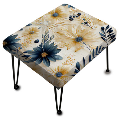 Blue And White Coastal Retreat Seashells - Floral Rectangle Ottoman