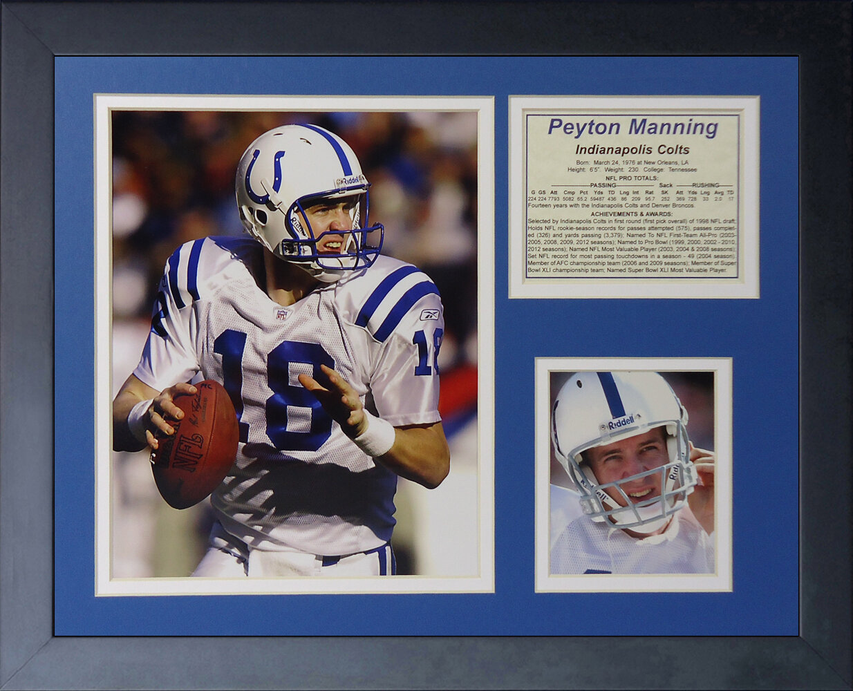 Framed Peyton Manning Indianapolis Colts and Denver Broncos