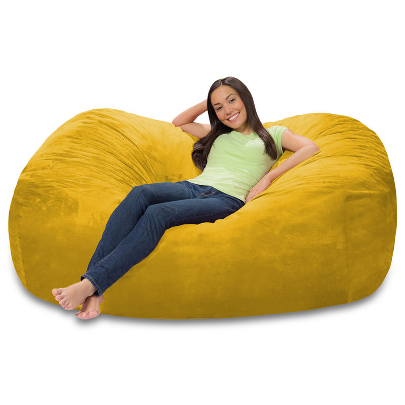 Bean Bag Chair Lounger - Large 6-Foot Shredded Memory Foam Bean Bag Chair - Removable, Machine Washable Microfiber Cover - Cozy 2-Person Breton Brand Sofa Lounger for Reading, Relaxing, and Gaming, in Multiple Colors and Fabrics