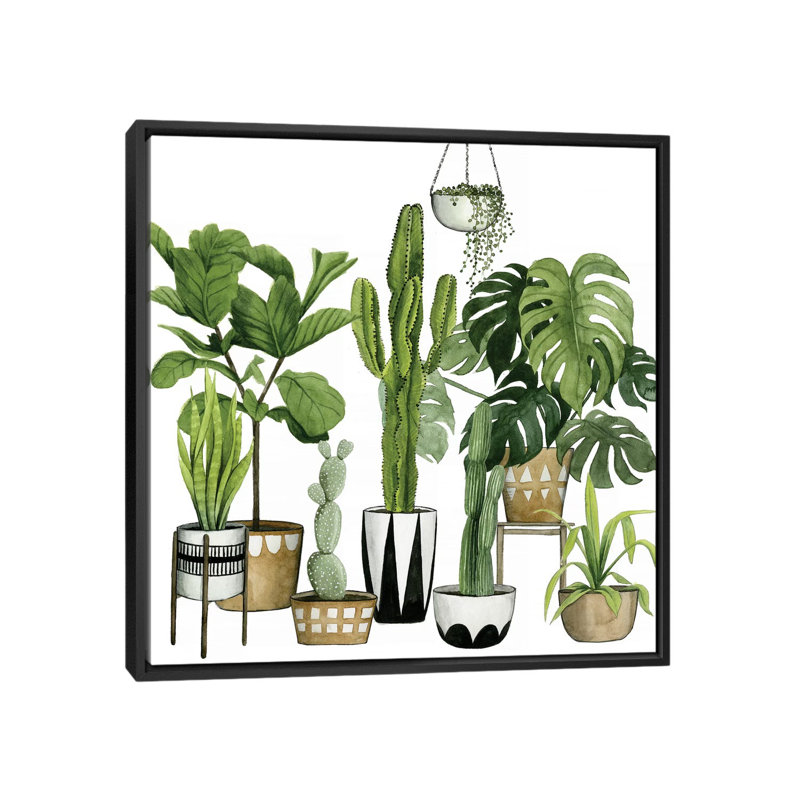 «Plant Haven I», impression sur toile, H 18 po x l 18 po x P 1,5 po, Toile encadrée noire, Pas de tapis