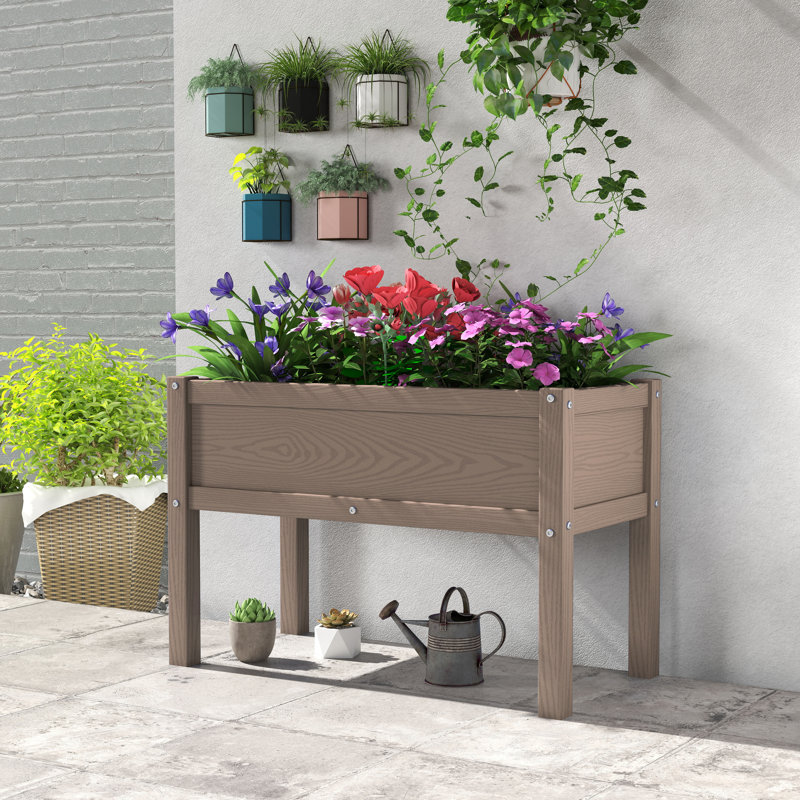 Lit de jardin surélevé avec jardinière surélevée, Beige