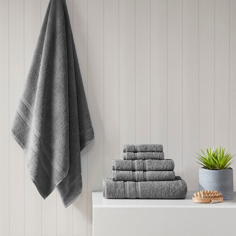 Aegean Charcoal Turkish Cotton Hand Towel Set of Six