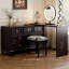 Coiffeuse 47,24 "en bois massif noir avec miroir