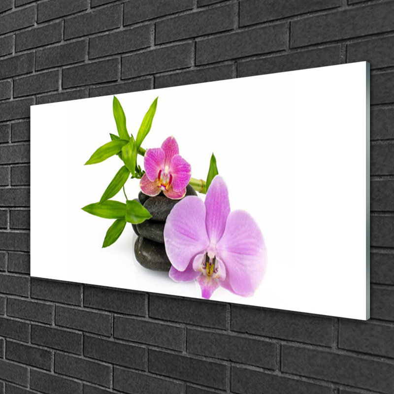 Floral Flower Stones - No Frame Print on Glass