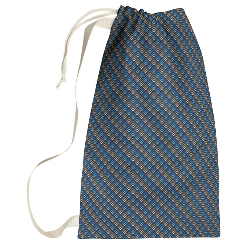 Sac à linge géométrique dégradé à rayures arc-en-ciel, Grand (H 76,5 po x l 29,5 po x P 1,5 po), Bleu