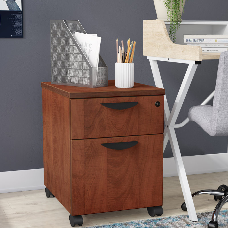 Nickyla Box File Mobile Pedestal Drawer Unit, Cherry