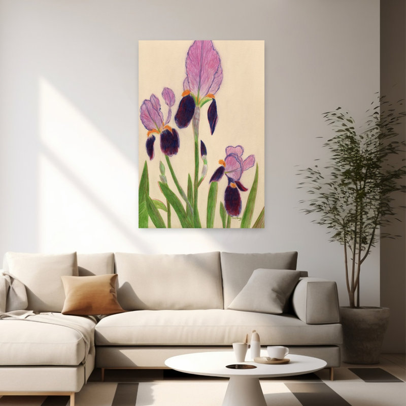 Vibrant Purple Irises 1 Piece Wrapped Canvas Wall Art, 152.4 cm H x 101.6 cm W