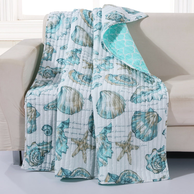 Couverture matelassée Greenland Home Fashions White Ocean Seashell, 50 x 60