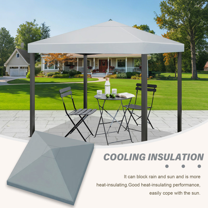 Abri de remplacement pour pavillon de jardin, 120 po x 120 po, Gris, Simple