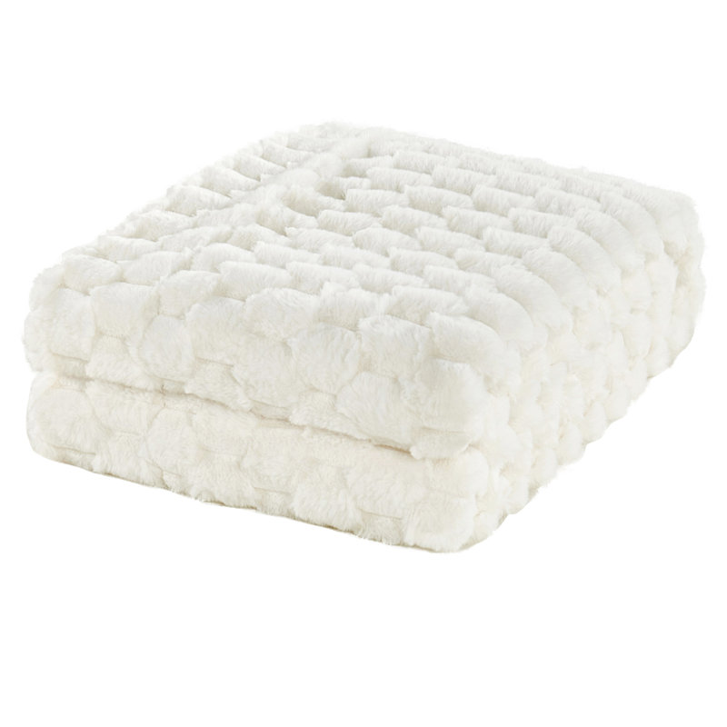 Jeté en fausse fourrure hexagonale, 50 po x 60 po