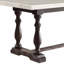 Table de salle à manger 72 "en marbre blanc et gris et tréteaux en bois massif