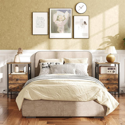 39cm W Metal Bedside Table