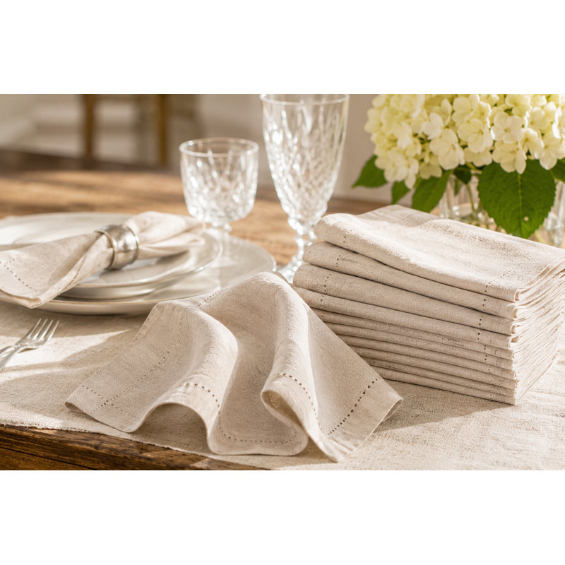 Flax Oatmeal Cotton Linen Cloth Napkins – 18x18 Inch, 18" W x 18" L, Tan