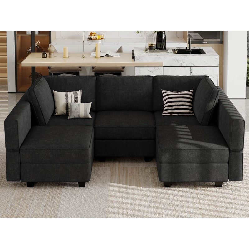 Petit canapé modulaire Kimbrel, Mélange de polyester noir