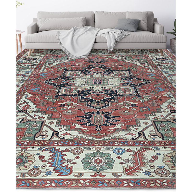 One-of-a-Kind Hand-Knotted High-Quality Red/Green/Black/Blue Area Rug