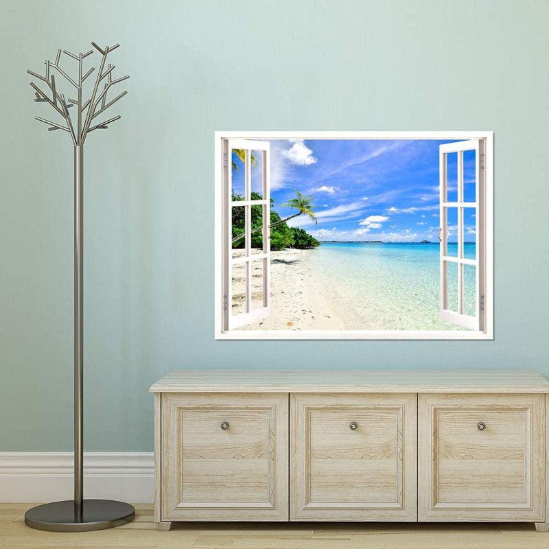 Murale ciel clair et eau de mer lisse, L 32 po x l 24 po