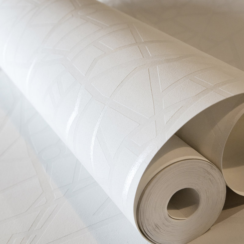Rouleau de papier peint à lignes géométriques Slow Living , Ivoire blanc