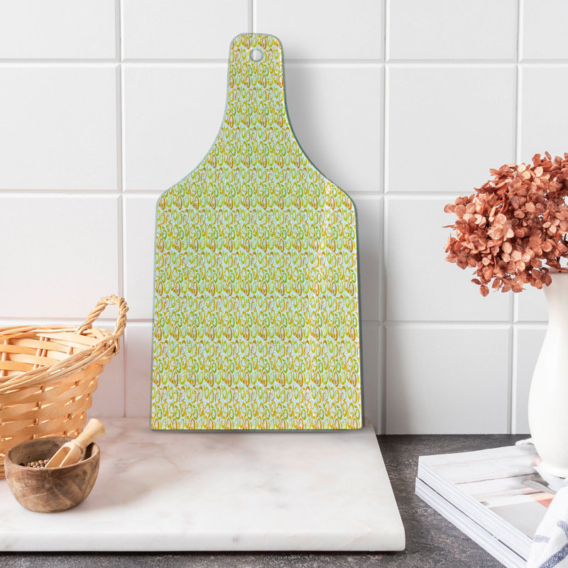 Ambesonne Citrus Tempered Glass Cutting Board Lemons and Oranges Pattern Yellow Green Multicolor