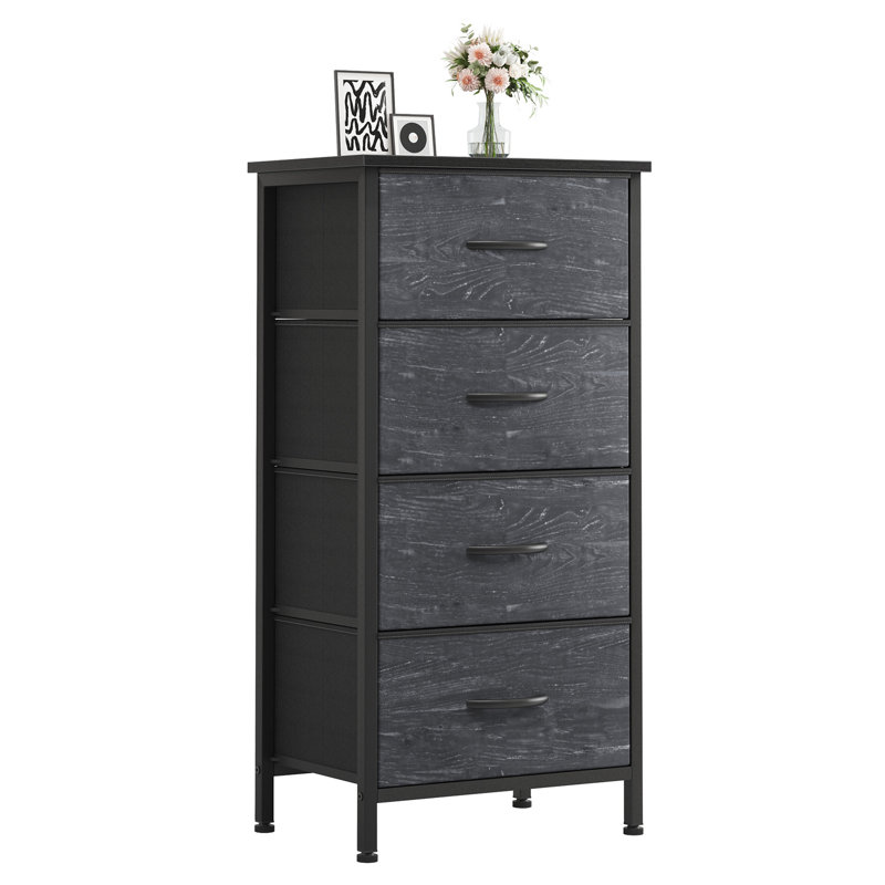 Commode de rangement 4 tiroirs Enegess, Black Wood