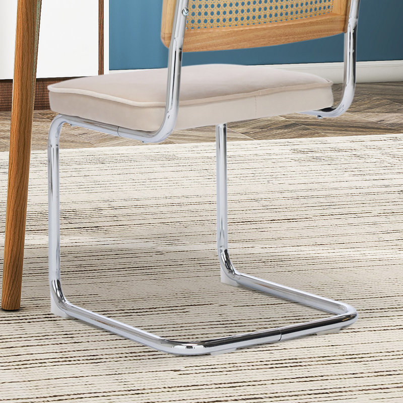 Chaise d'appoint rembourrée en rotin à dossier (ensemble de 2), Beige