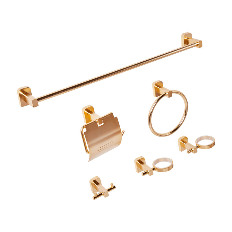6-Piece Bathroom Hardware Set POCONE with Towel Bars and Hooks, Gold