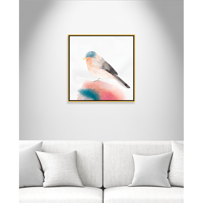 Chickadee II par Casa Fine Arts, Pas de tapis, H 25,5 po x l 25,5 po x P 2 po, Toile encadrée d'or