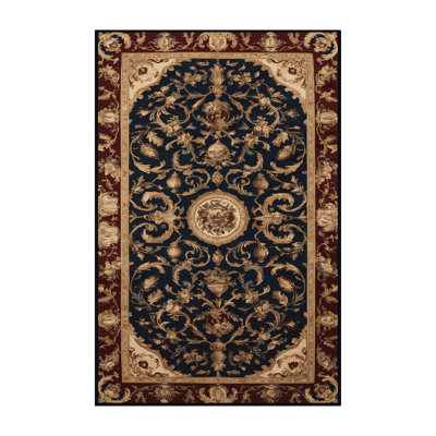 Machine Washable French Black Area Rug