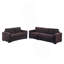 Ensemble de canapé 2 pièces de style moderne 1X Canapé 1X Causeuse Coussin de dossier à pieds en plastique Velours côtelé Finition café salon principal