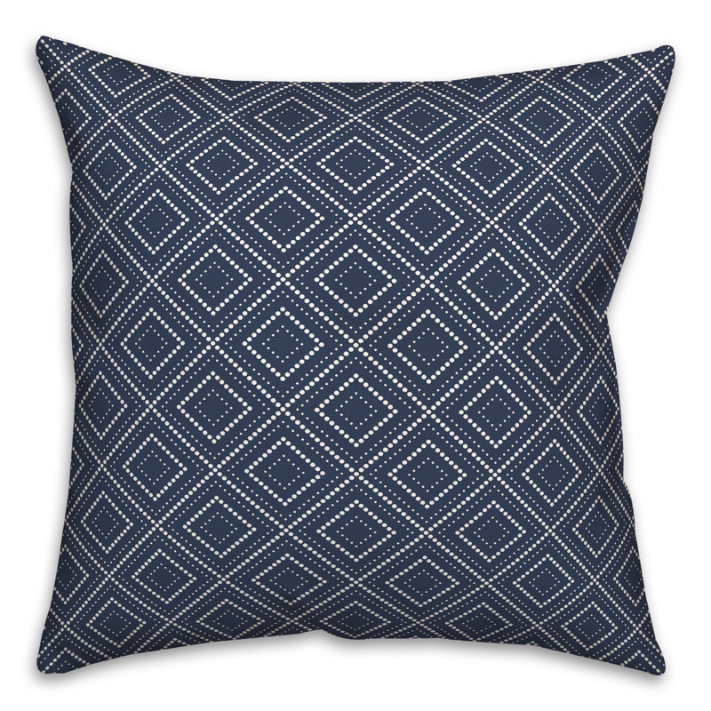Housse de coussin carrée à motif de losanges d’extérieur, Bleu