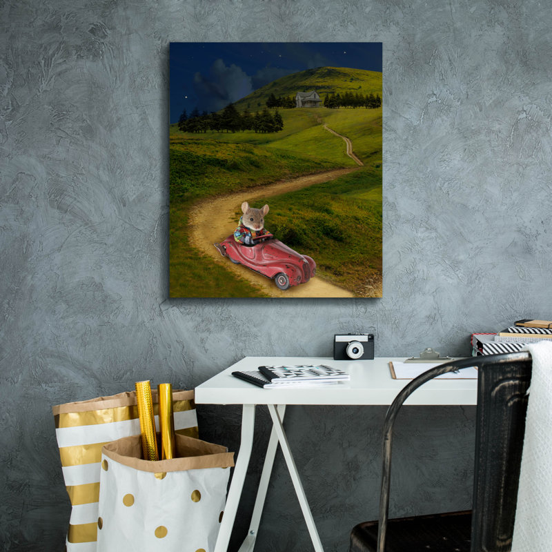  «Mouse In Toy Car» par John Hovenstine, art mural sur toile, 20 po x 24 po, H 24 po x l 20 po