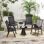Ensemble de 4 chaises de patio pliantes, de chaises de patio extérieures empilables avec accoudoirs pour la pelouse, le camping, la salle à manger, la plage, la structure en métal, sans assemblage, noir