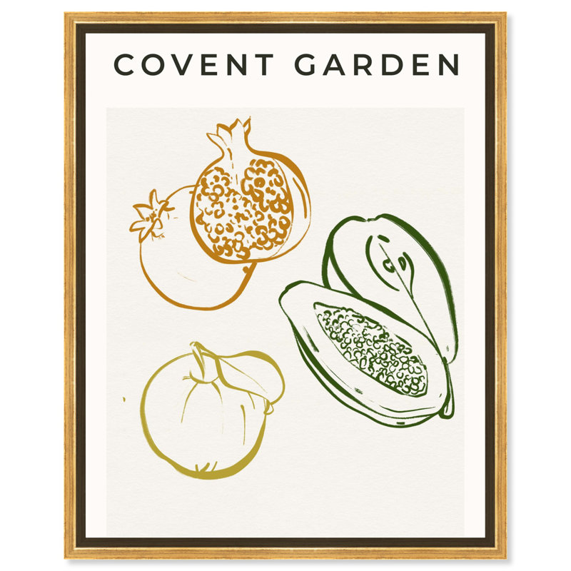 «Garden of fruits», art boho minimaliste par Art Remedy, Cadre doré, H 46 po x l 37 po
