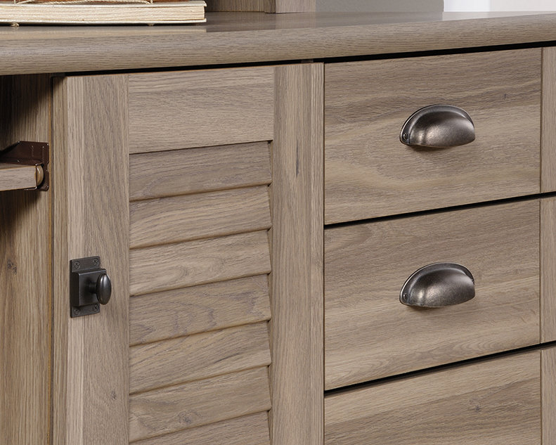 Computer Desk with Hutch, Gray, 57.52" H x 62.13" W x 23.39" D