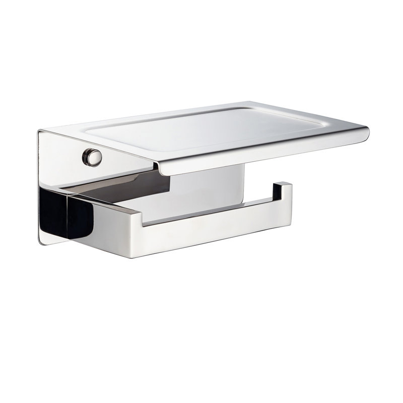 Porte-papier hygiénique à réservoir avec tablette, Chrome