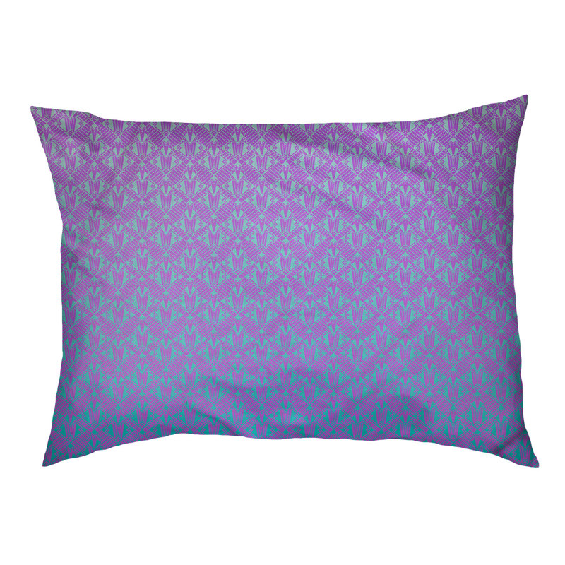 Coussin stylisé dégradé art déco Byrge, L 29,5 po x l 19,5 po, Mauve / Bleu