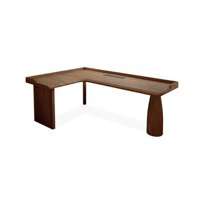 Nut-brown L-Shaped Solid Wood desk