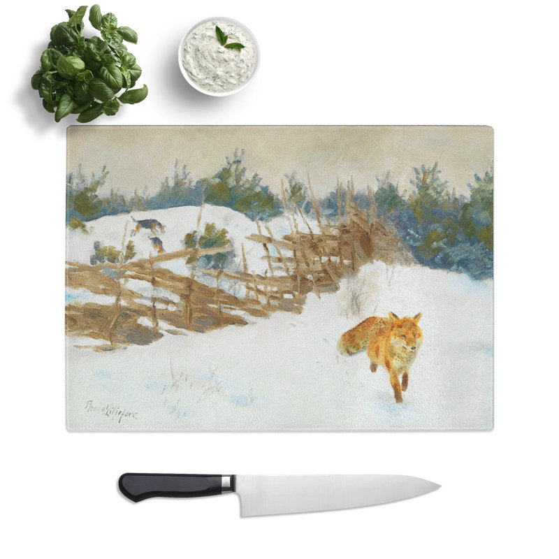 Fox in the Snow Vol.1 by Bruno Liljefors Chopping Board, 0.4cm H x 28.5cm W x 39cm L