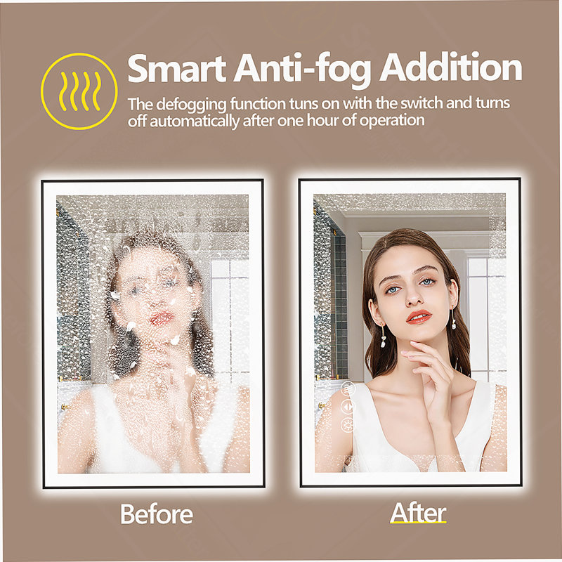 Frameless LED Bathroom Mirror,Smart Mirror, 36" x 36", Square