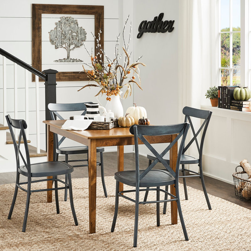 Aliha 4 - Person Four Leg Dining Set, Antique Dark Denim