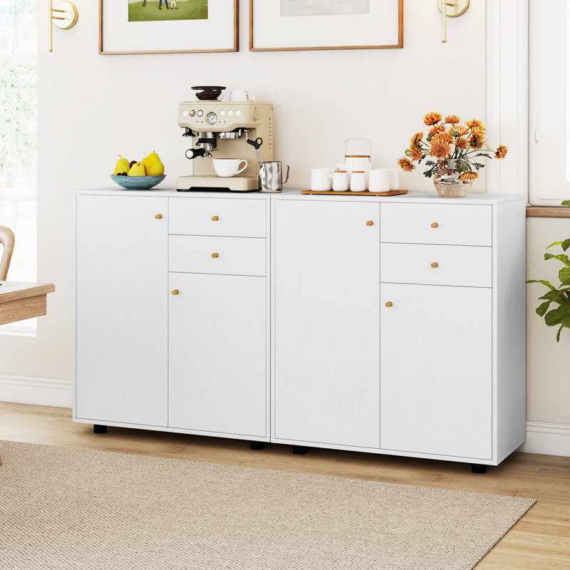 Buffet de cuisine avec 2 tiroirs, 2 portes et 3 tablettes réglables