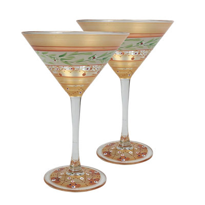 Mosaic Garland 7.25oz. Martini Glass Set