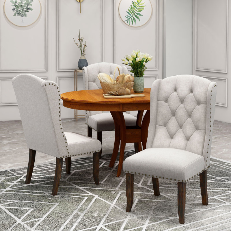 Wilfred Tufted Wingback Upholstered Side Chair in Ivory
