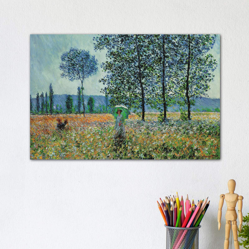 Felder Im Frühling by Claude Monet - Wrapped Canvas Painting, 20.32 cm H x 30.48 cm W