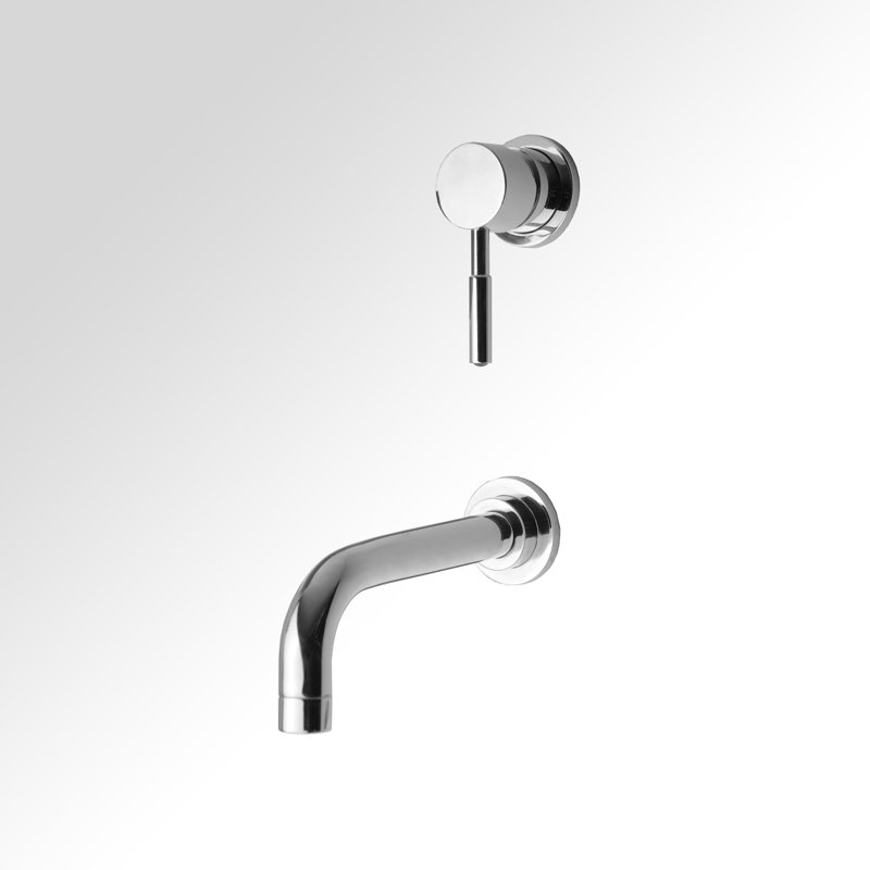 Robinet de salle de bain mural en chrome poli avec robinet à deux trous en laiton massif, robinet de meuble-lavabo à double trou en laiton massif, 2,2 gallons par minute