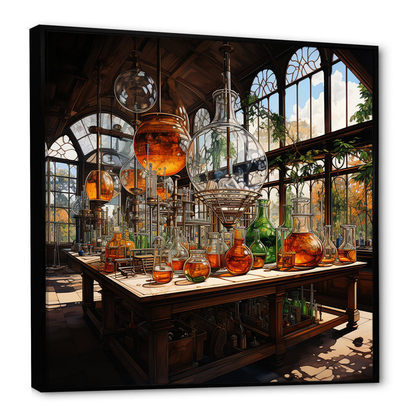 Art mural de laboratoire «Scientist», H 30 po x l 30 po x P 1 po, Cadre flottant noir
