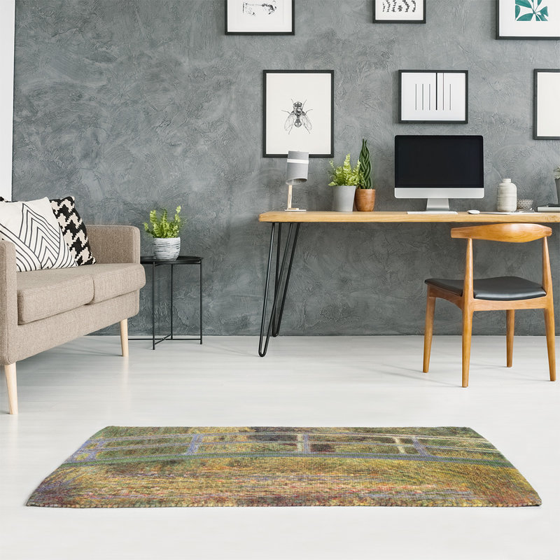 Tapis vert/jaune waterlily étang, Rectangle 2 pi x 3 pi