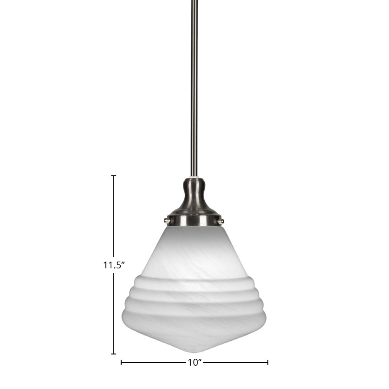 Luminaire suspendu avec tige en verre Juno 10 po Juno, Nickel brossé, Gelé